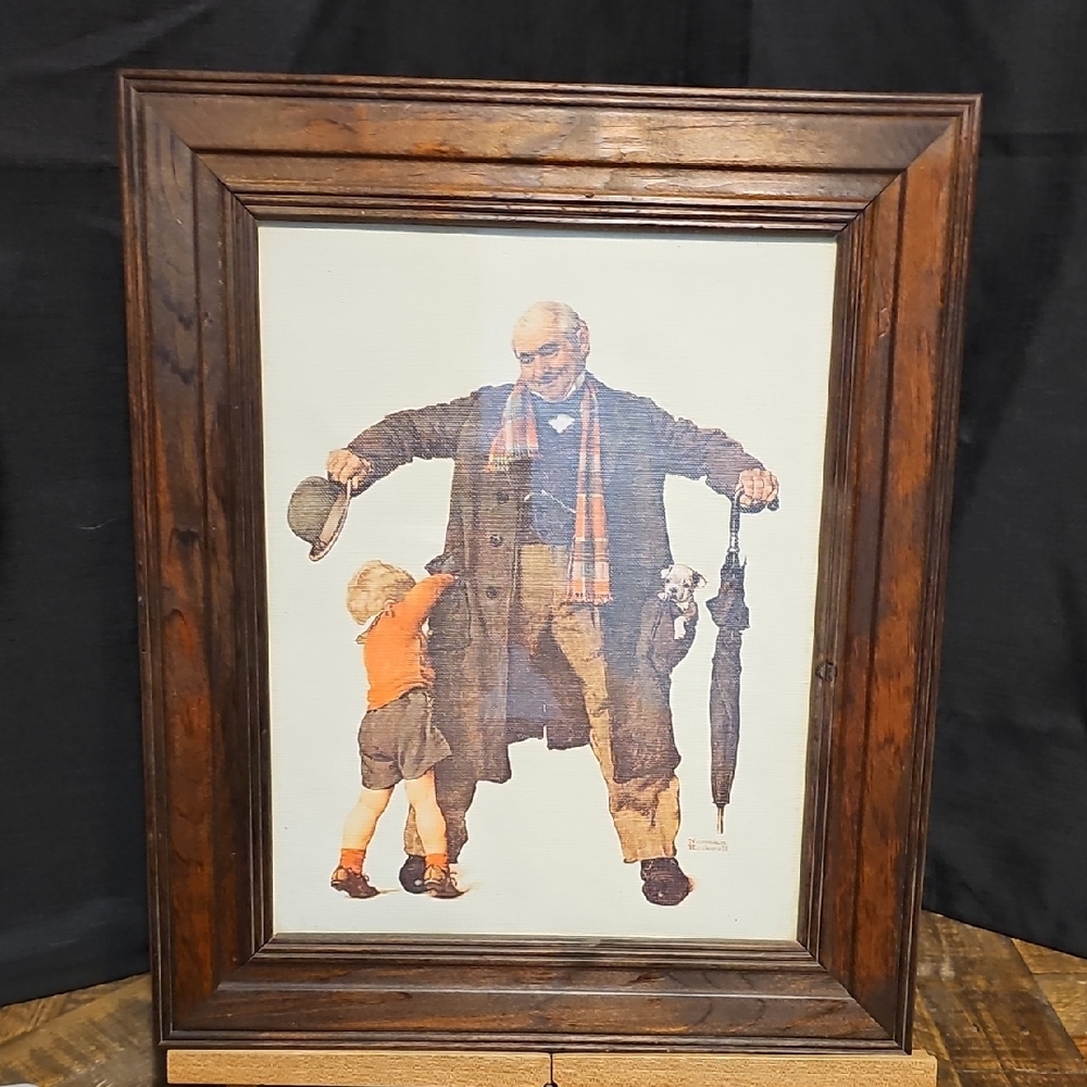 Norman Rockwell Art Print with Wood Frame.